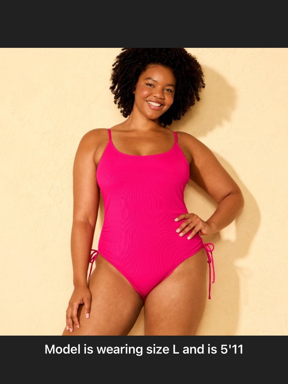 NWT Ribbed Adjustable Drawstring One Piece Swimsuit - Shade & Shore™, Pink, XL
